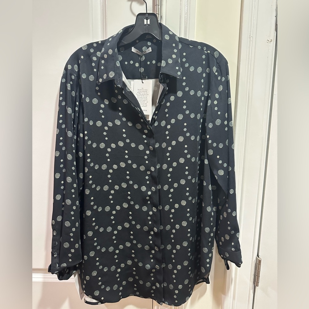 MM.Lafleur Blake Shirt Aurora Print Ink/Ivory M NWT
